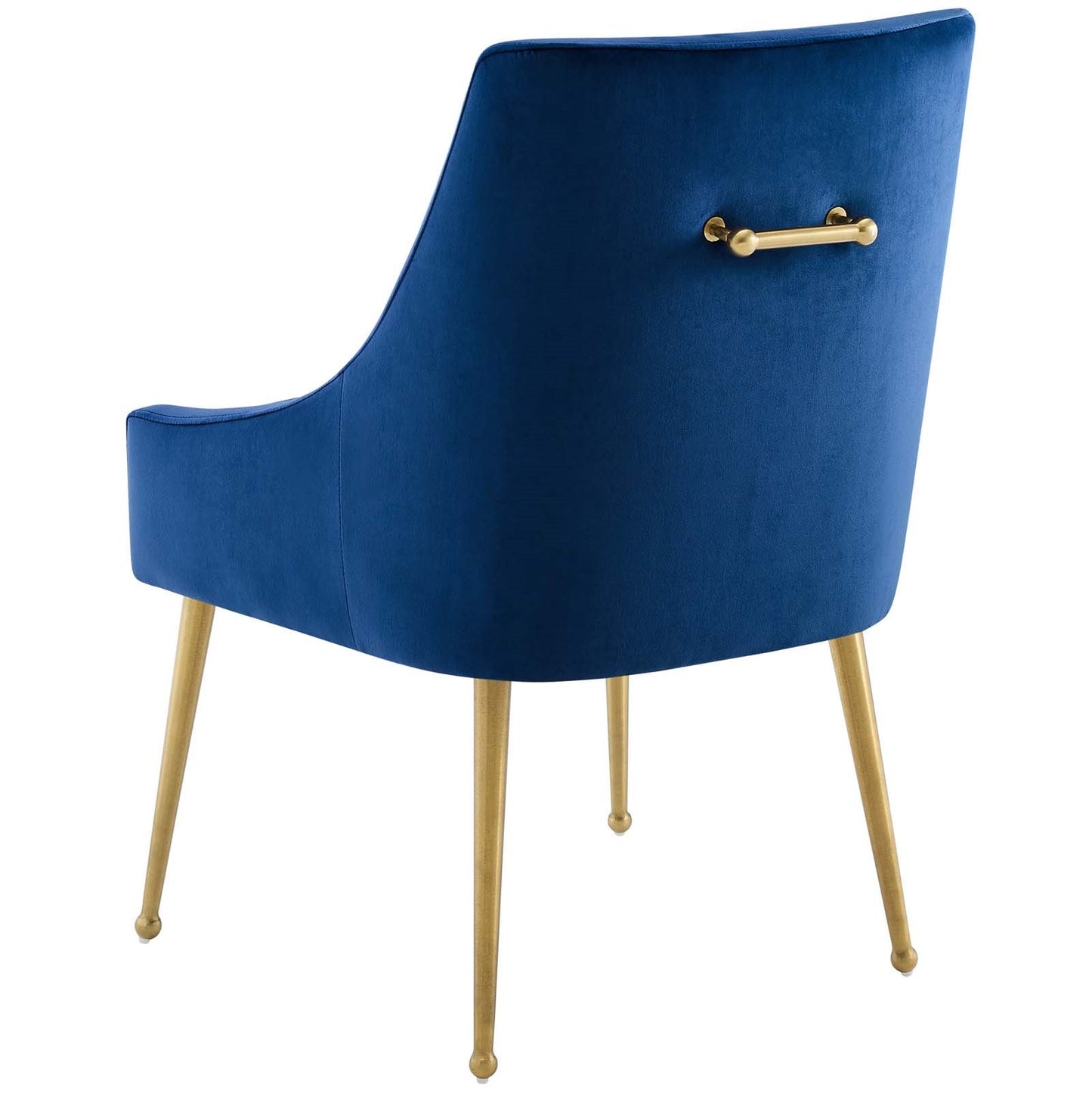 Discern Upholstered Performance Velvet Dining Chair, Velvet Fabric Stainless Steel Metal, Navy Blue, 17457