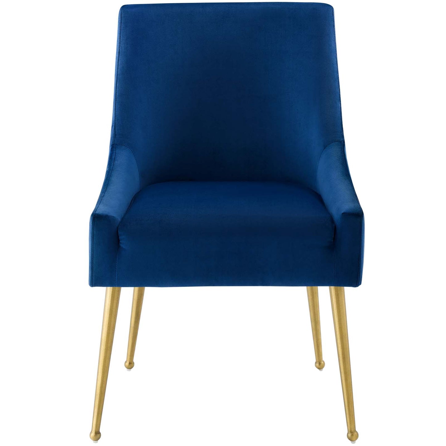 Discern Upholstered Performance Velvet Dining Chair, Velvet Fabric Stainless Steel Metal, Navy Blue, 17457
