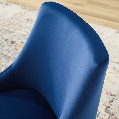 Discern Upholstered Performance Velvet Dining Chair, Velvet Fabric Stainless Steel Metal, Navy Blue, 17457
