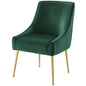Discern Pleated Back Upholstered Performance Velvet Dining Chair, Velvet Fabric Stainless Steel Metal, Green, 17459