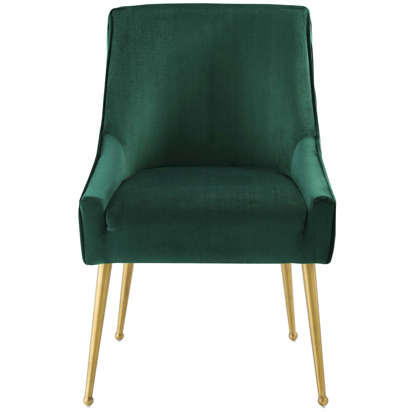 Discern Pleated Back Upholstered Performance Velvet Dining Chair, Velvet Fabric Stainless Steel Metal, Green, 17459