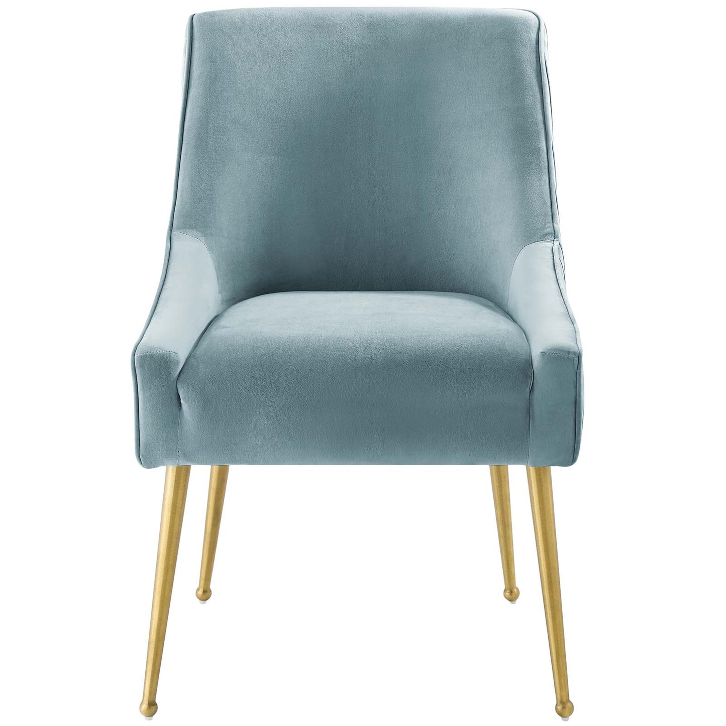 Discern Pleated Back Upholstered Performance Velvet Dining Chair, Velvet Fabric Stainless Steel Metal, Light Blue, 17461