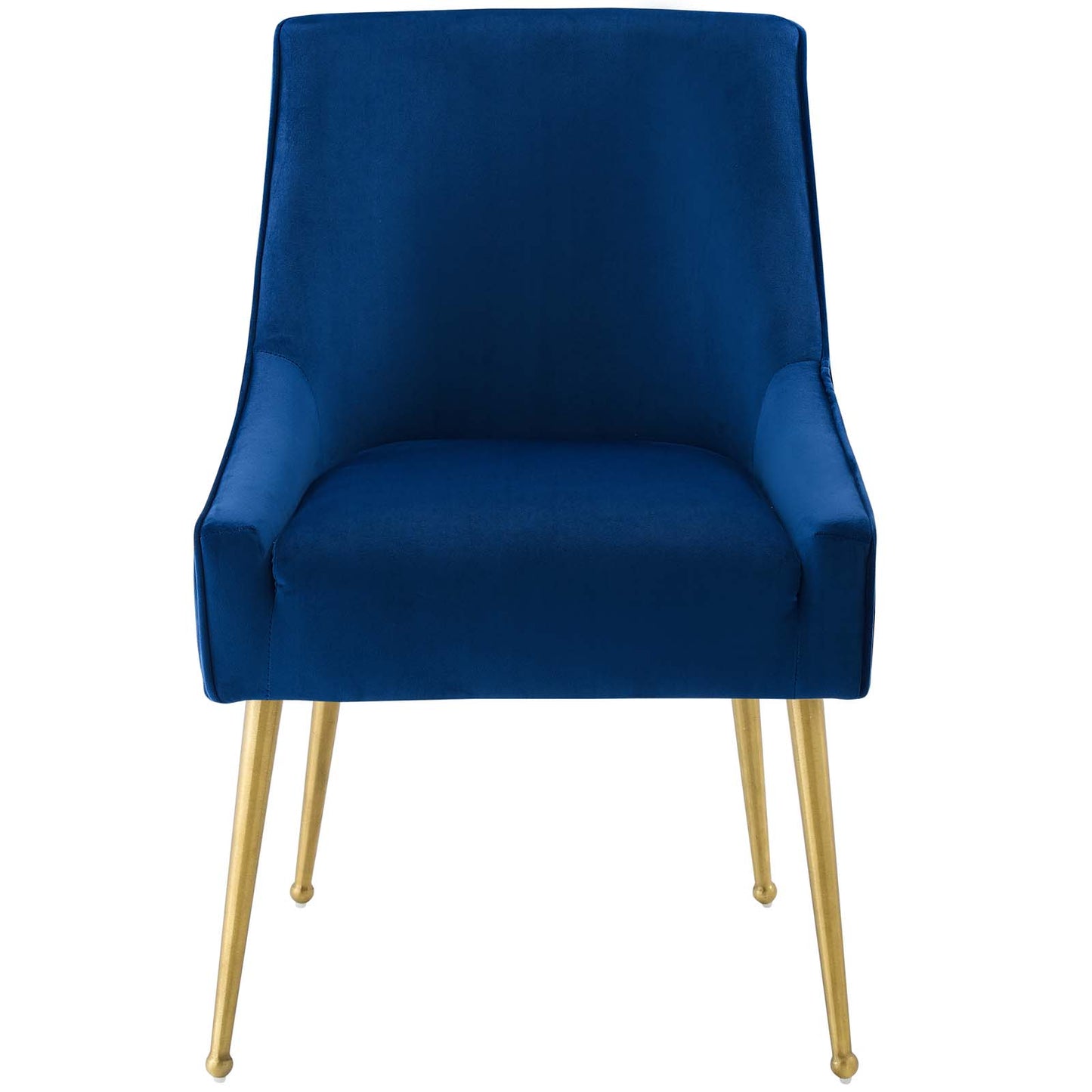 Discern Pleated Back Upholstered Performance Velvet Dining Chair, Velvet Fabric Stainless Steel Metal, Navy Blue, 17462