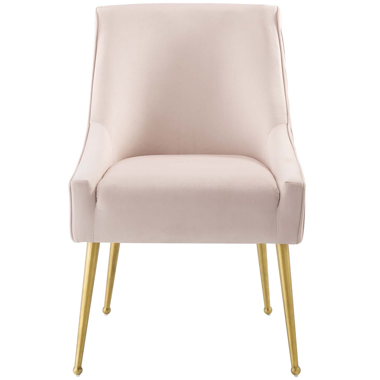 Discern Pleated Back Upholstered Performance Velvet Dining Chair, Velvet Fabric Stainless Steel Metal, Pink, 17463