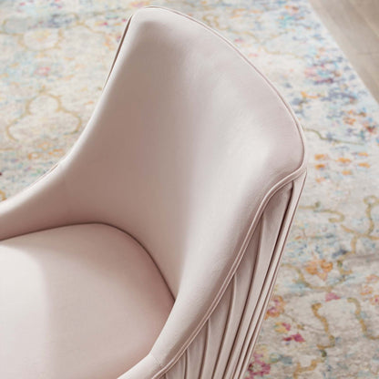 Discern Pleated Back Upholstered Performance Velvet Dining Chair, Velvet Fabric Stainless Steel Metal, Pink, 17463