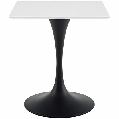 Lippa 28" Square Wood Top Dining Table, Wood Metal Steel, Black White, 17467