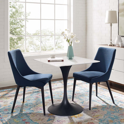 Lippa 28" Square Wood Top Dining Table, Wood Metal Steel, Black White, 17467