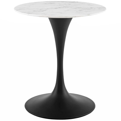 Lippa 28" Round Artificial Marble Dining Table, Artificial Marble Stone Metal, Black White, 17469