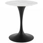 Lippa 28" Round Artificial Marble Dining Table, Artificial Marble Stone Metal, Black White, 17469