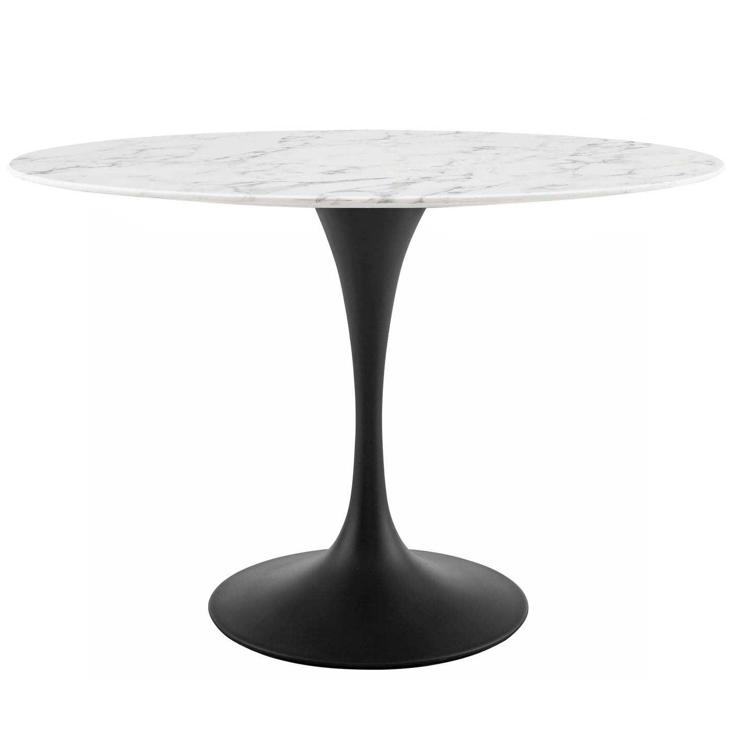 Lippa 48" Oval Artificial Marble Dining Table, Artificial Marble Stone Metal, Black White, 18001