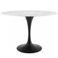 Lippa 48" Oval Artificial Marble Dining Table, Artificial Marble Stone Metal, Black White, 18001