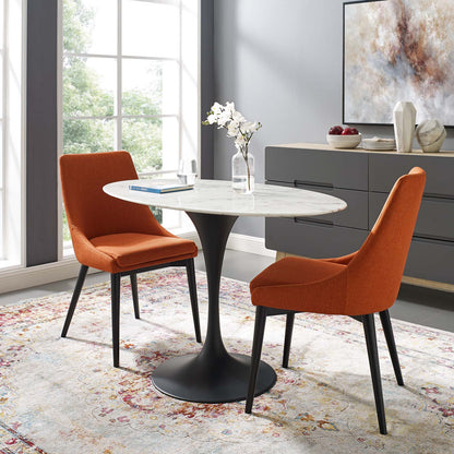 Lippa 48" Oval Artificial Marble Dining Table, Artificial Marble Stone Metal, Black White, 18001