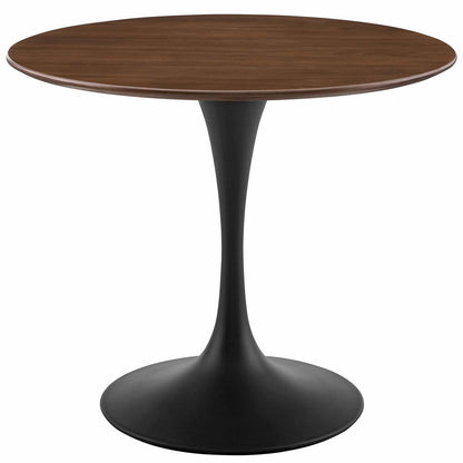 Lippa 36" Round Walnut Dining Table, Wood Metal Steel, Black Walnut Brown, 17472