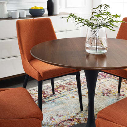Lippa 36" Round Walnut Dining Table, Wood Metal Steel, Black Walnut Brown, 17472