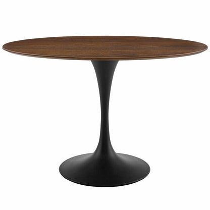 Lippa 48" Oval Walnut Dining Table, Wood Metal Steel, Black Walnut Brown, 17473