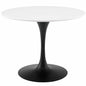 Lippa 40" Round Wood Dining Table, Wood Metal Steel, Black White, 17474