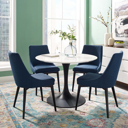 Lippa 40" Round Wood Dining Table, Wood Metal Steel, Black White, 17474