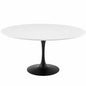 Lippa 60" Round Wood Dining Table, Wood Aluminum, Black White, 17477