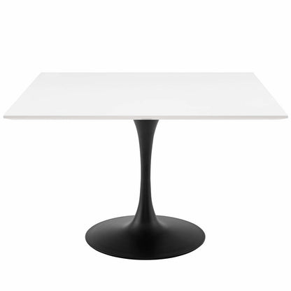 Lippa 47" Square Wood Top Dining Table, Wood Metal Steel, Black White, 17478