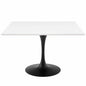 Lippa 47" Square Wood Top Dining Table, Wood Metal Steel, Black White, 17478
