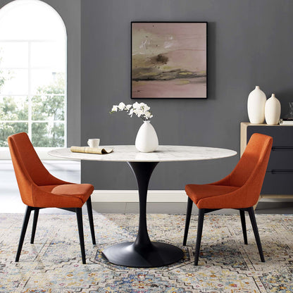 Lippa 54" Oval Artificial Marble Dining Table, Artificial Marble Stone Metal, Black White, 17483