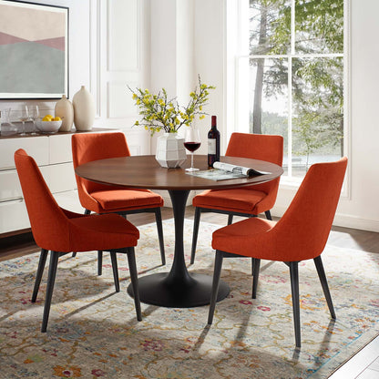 Lippa 47" Round Walnut Dining Table, Wood Metal Steel, Black Walnut Brown, 17485