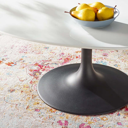 Lippa 42" Oval-Shaped Wood Coffee Table, Wood Metal Steel, Black White, 17486