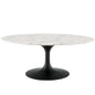 Lippa 42" Oval-Shaped Artificial Marble Coffee Table, Artificial Marble Stone Metal, Black White, 17487
