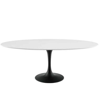 Lippa 78" Oval Wood Dining Table, Wood Aluminum, Black White, 17493