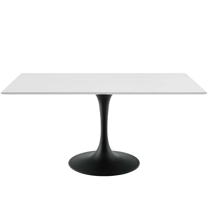 Lippa 60" Rectangle Wood Dining Table, Wood Metal Steel, Black White, 17494
