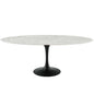 Lippa 78" Oval Artificial Marble Dining Table, Stone Metal Steel, Black White, 17495
