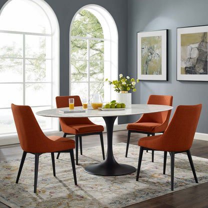 Lippa 78" Oval Artificial Marble Dining Table, Stone Metal Steel, Black White, 17495