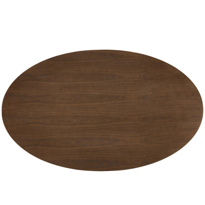 Lippa 78" Oval Wood Dining Table, Wood Aluminum, Black Walnut Brown, 17497