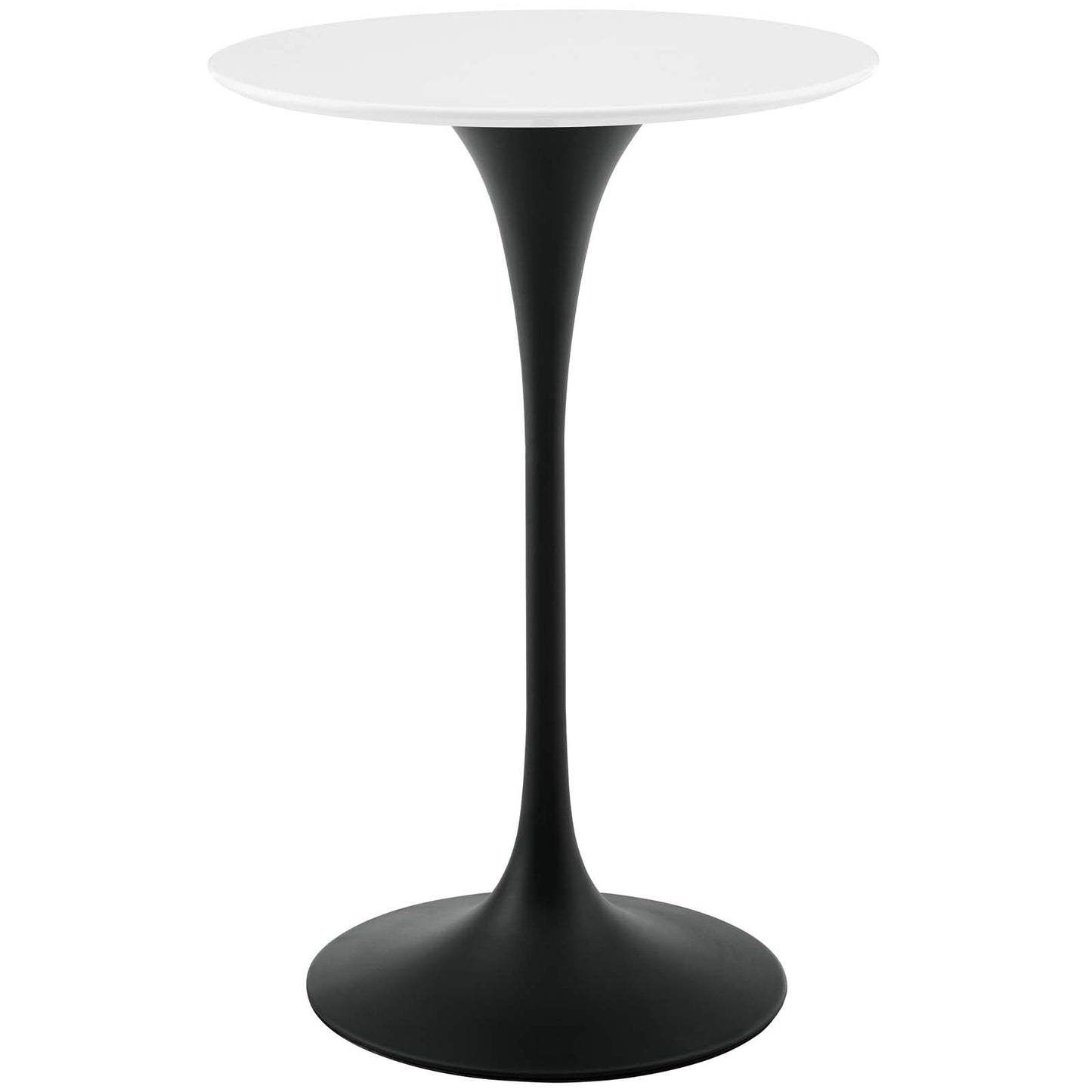 Lippa 28" Round Wood Bar Table, Wood Metal Steel, Black White, 17498