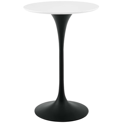 Lippa 28" Round Wood Bar Table, Wood Metal Steel, Black White, 17498