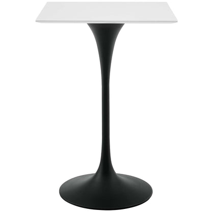 Lippa 28" Square Wood Top Bar Table, Wood Metal Steel, Black White, 17499