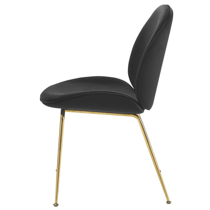 Scoop Gold Stainless Steel Leg Performance Velvet Dining Chair, Velvet, Metal Steel, Black, 18210