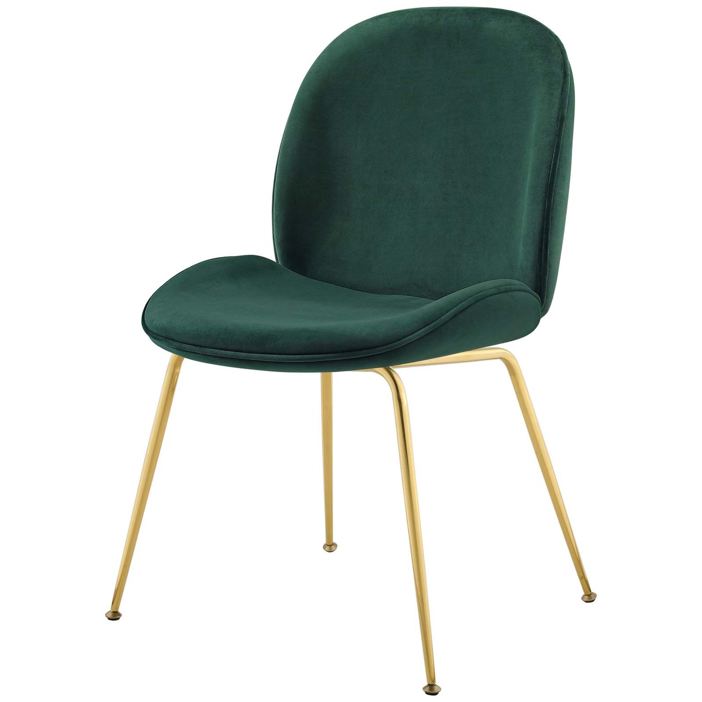 Scoop Gold Stainless Steel Leg Performance Velvet Dining Chair, Velvet Fabric Stainless Steel Metal, Green, 17501