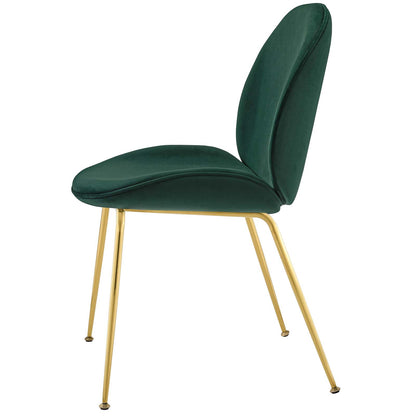 Scoop Gold Stainless Steel Leg Performance Velvet Dining Chair, Velvet Fabric Stainless Steel Metal, Green, 17501