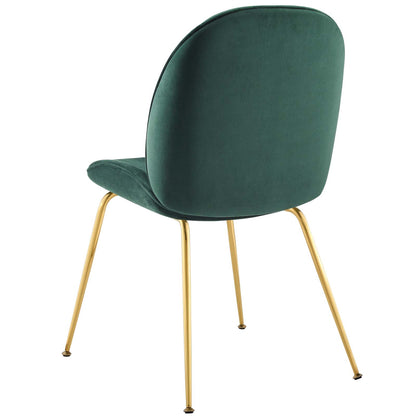 Scoop Gold Stainless Steel Leg Performance Velvet Dining Chair, Velvet Fabric Stainless Steel Metal, Green, 17501