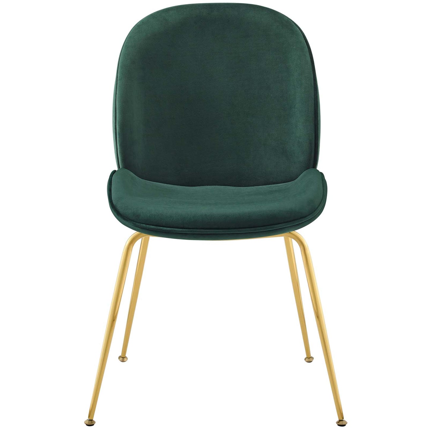 Scoop Gold Stainless Steel Leg Performance Velvet Dining Chair, Velvet Fabric Stainless Steel Metal, Green, 17501