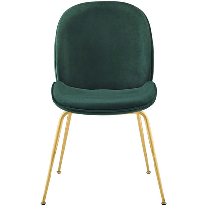 Scoop Gold Stainless Steel Leg Performance Velvet Dining Chair, Velvet Fabric Stainless Steel Metal, Green, 17501