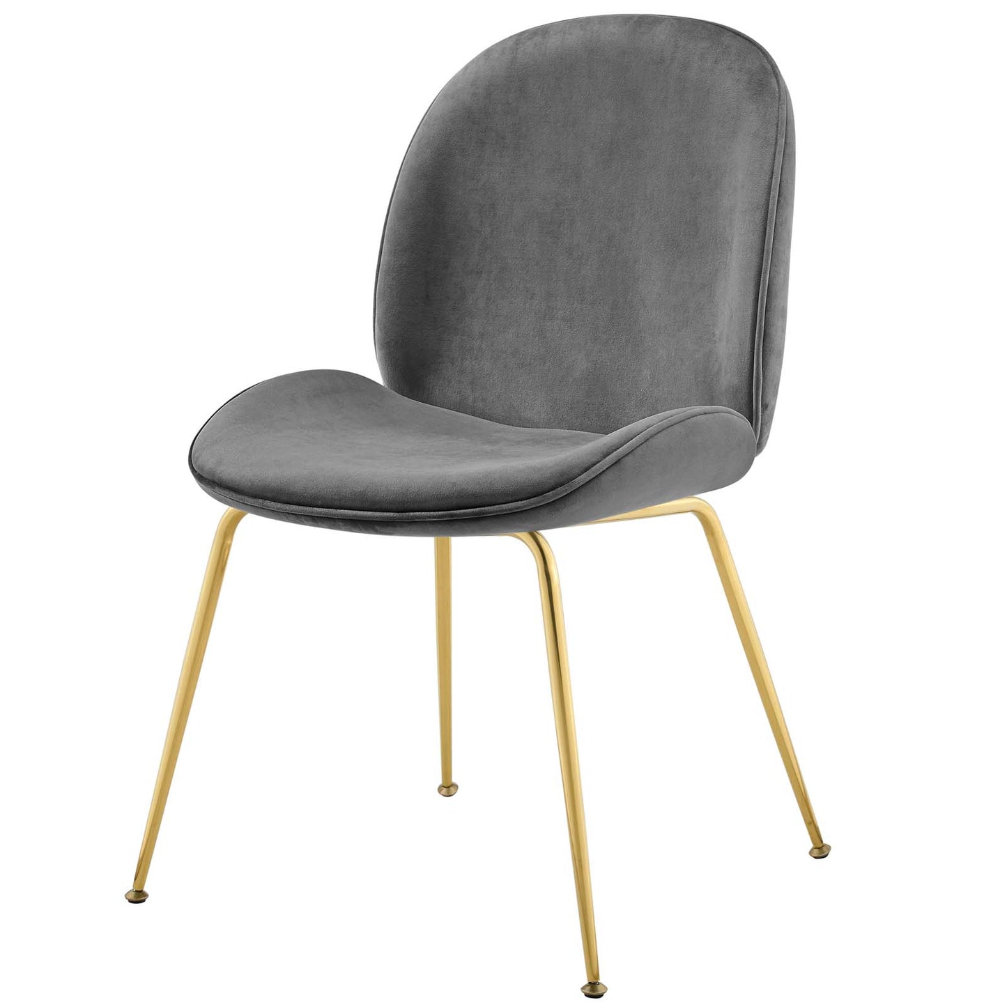 Scoop Gold Stainless Steel Leg Performance Velvet Dining Chair, Velvet Fabric Stainless Steel Metal, Grey Gray, 17502