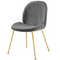 Scoop Gold Stainless Steel Leg Performance Velvet Dining Chair, Velvet Fabric Stainless Steel Metal, Grey Gray, 17502