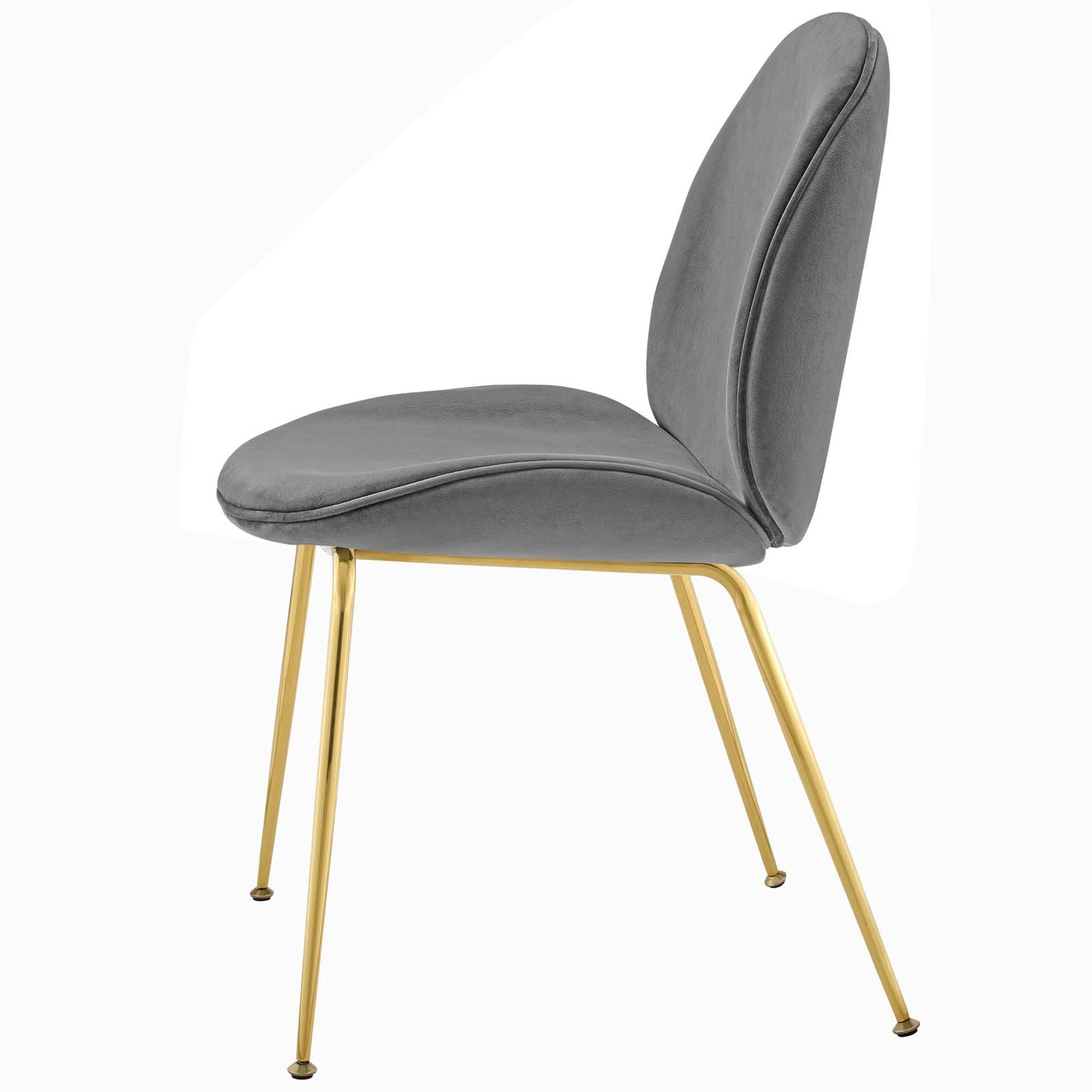 Scoop Gold Stainless Steel Leg Performance Velvet Dining Chair, Velvet Fabric Stainless Steel Metal, Grey Gray, 17502