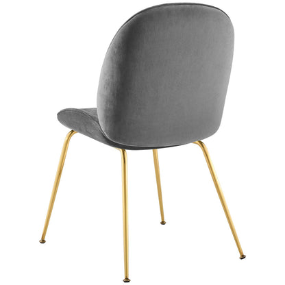 Scoop Gold Stainless Steel Leg Performance Velvet Dining Chair, Velvet Fabric Stainless Steel Metal, Grey Gray, 17502