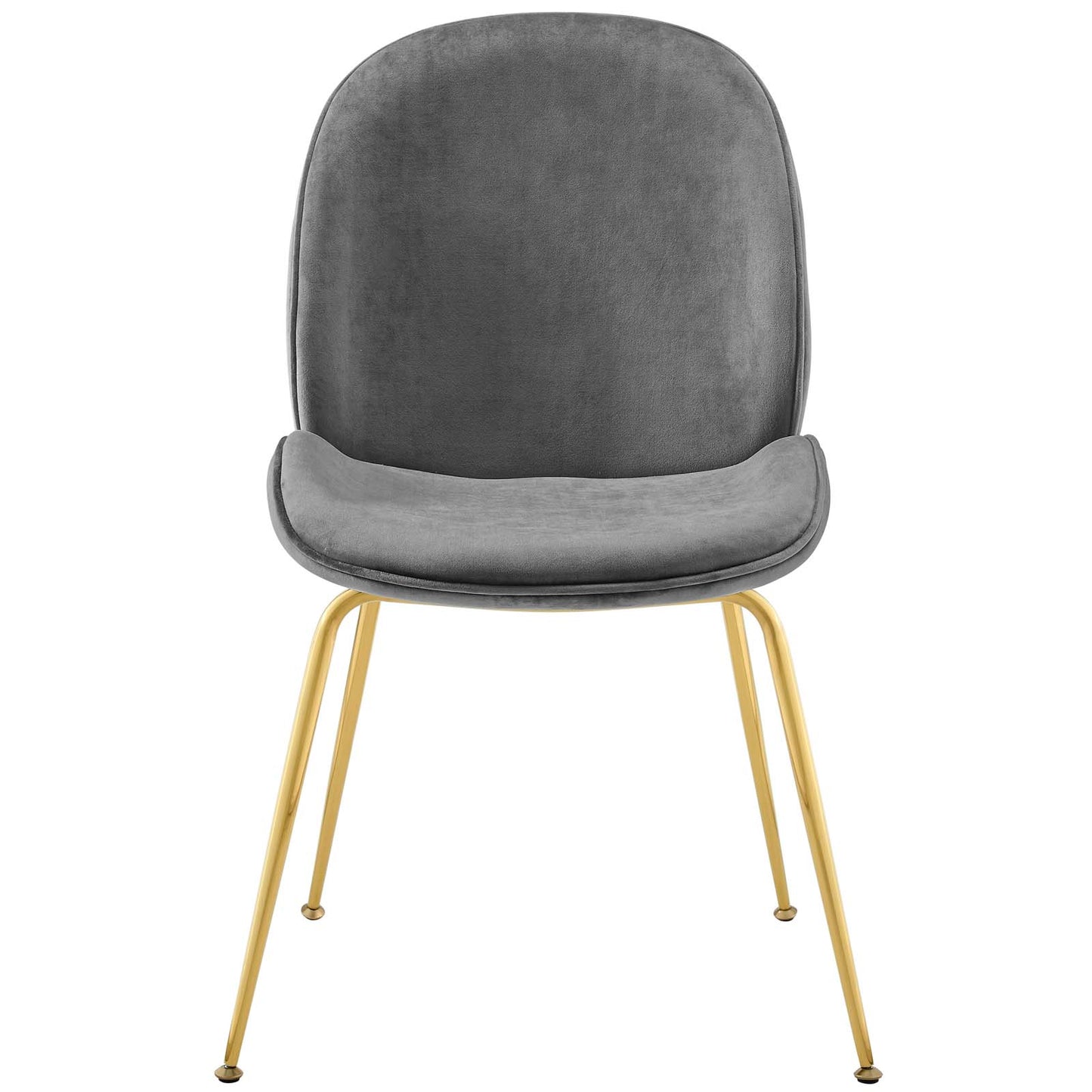 Scoop Gold Stainless Steel Leg Performance Velvet Dining Chair, Velvet Fabric Stainless Steel Metal, Grey Gray, 17502