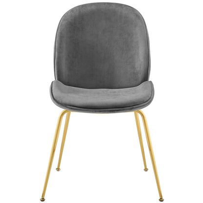 Scoop Gold Stainless Steel Leg Performance Velvet Dining Chair, Velvet Fabric Stainless Steel Metal, Grey Gray, 17502