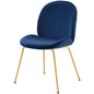 Scoop Gold Stainless Steel Leg Performance Velvet Dining Chair, Velvet Fabric Stainless Steel Metal, Navy Blue, 17503