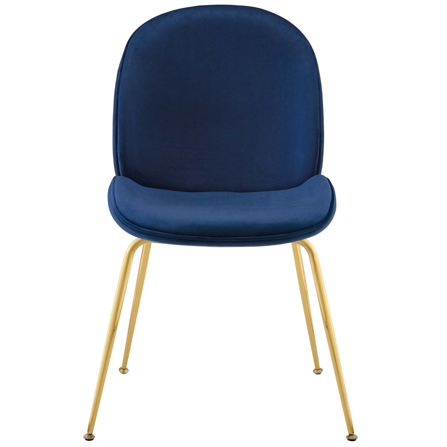 Scoop Gold Stainless Steel Leg Performance Velvet Dining Chair, Velvet Fabric Stainless Steel Metal, Navy Blue, 17503